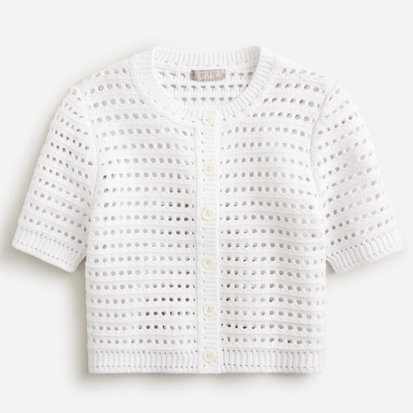 J. Crew Sweaters - JCREW *NWT* Open Weave Short Sleeve Cardigan White XXS